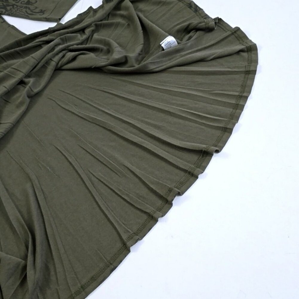 Papillon Women's Fit & Flare Dress Fatigue Green Paisley Knit Crew Neck Size S - Picture 7 of 12